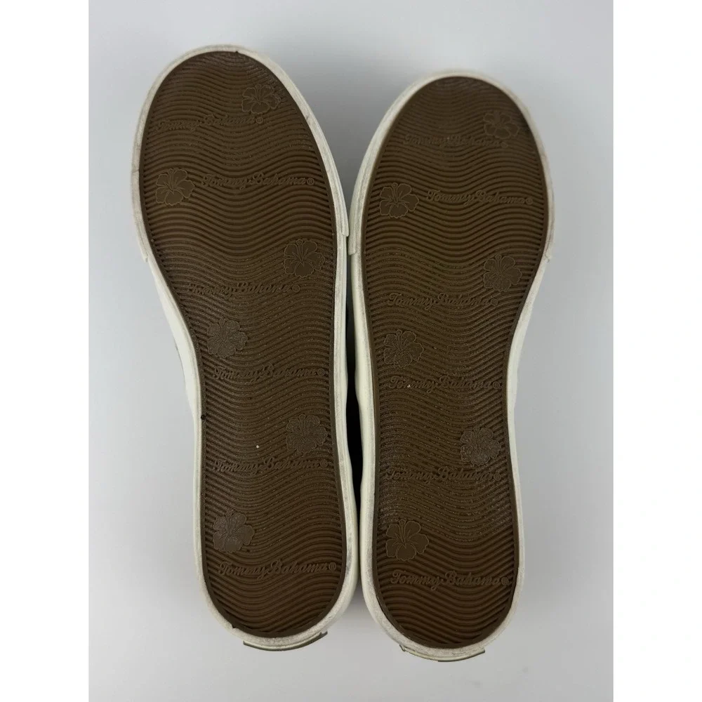 Tommy Bahama Slip On Sneakers Striped Canvas Tan Women's Size 8.5